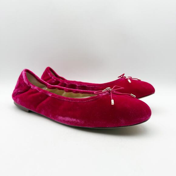 SAM EDELMAN Womens Felicia Ballet Flats US 11 EU 42 Pink Velvet Round Toe NIB - Picture 6 of 15